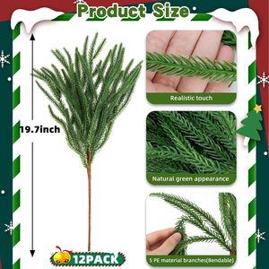 12 Rami di Pino Norfolk Artificiali per Decorazioni da Tavola e per Feste - Product Image 2
