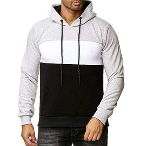 Sudaderas con capucha para hombre, logotipo totalmente personalizado, algodón, felpa, moda casual, manga larga, contraste de color, sudadera con capucha tipo pullover. - Product Image 1