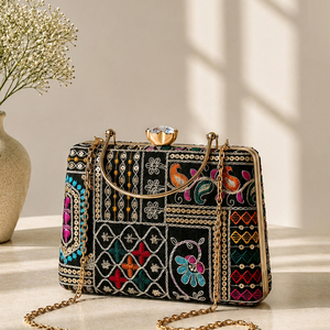 IRYA LIFESTYLE for Rose <b>Embroidered</b> Designer <b>Clutch</b> <b>Bag</b> Chain/Shoulder Strap Flap Closure Elegant Evening Purse for Women - Product Image 2