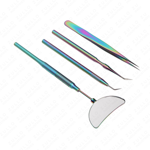 4PCS Custom Logo Eyelash Extension Tweezers Set Multi Color Stainless Steel Mirror Finish Professional Beauty Lash <b>Tools</b> - Product Image 2