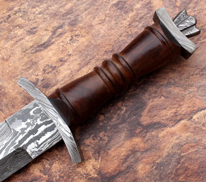 Espada Gladiador Vikinga de Doble Filo, Forjada a Mano en Acero de Damasco Antiguo, con Ranuras para Sangre - Product Image 4