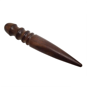 Outil de polissage et de lustrage des bords en cuir à 4 rainures en bois d'ébène écologique pour la maroquinerie - Product Image 5
