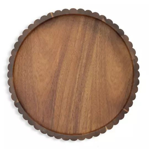 Plato de Madera Redondo Vintage, Plato de Servir Marrón Pulido para Bodas y Fiestas, Platos de Presentación - Product Image 1