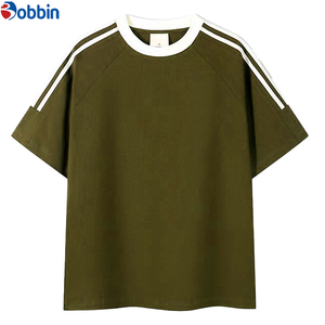 BOBBIN INDUSTRIES Camiseta Personalizada para Hombre, Tallas Grandes, Estilo Urbano, Costuras en Contraste, Franja en el Hombro, Manga Corta, Corte Regular, 100% Algodón - Product Image 4