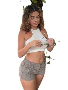 Pantalones cortos chinos de algodón transpirable de alta calidad personalizados al por mayor con diseño de múltiples bolsillos y cintura con cordón y secado rápido - Product Image 5