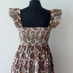 Robe midi décontractée pour femme à imprimé cachemire, manches courtes, col carré, coupe trapèze, en viscose et polyester tissé respirant, idéale pour l'été - Product Image 4