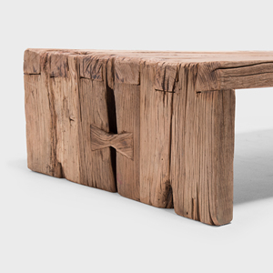 Mesa de Centro Rústica de Madera de Olmo Reciclada, Muebles Hechos a Mano Estilo Granja, Mesa de Madera Natural Vintage para Sala de Estar - Product Image 6