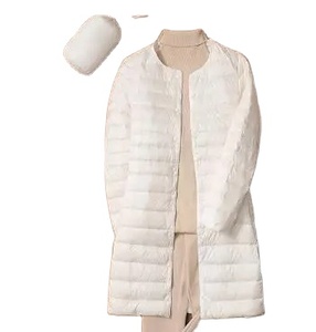 2023 nueva moda mujer chaqueta acolchada delgada chaqueta de pato blanco claro abrigo de invierno portátil a prueba de viento XL tamaño suministro al por mayor - Product Image 1