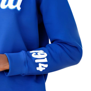 Sudadera Sigma 1914 de Chenilla Azul para Hombre, Cuello Redondo con Letras Griegas, Prenda Premium de Fraternidad, Corte Clásico, Felpa Suave - Product Image 4