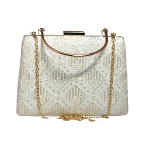Bolso de Mano Blanco Premium con Bordado, Lentejuelas y Trabajo de Hilo, Elegante Bolso de Noche para Mujer para Eventos Festivos - Product Image 2