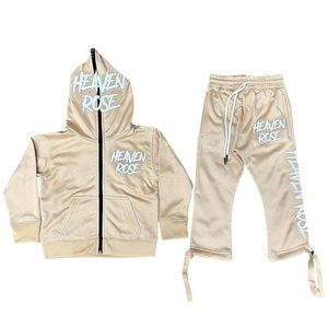 Ensemble de survêtement unisexe Heaven Rose noir à imprimé graphique, style streetwear, 2 pièces, jogging, vente en gros, tenue urbaine hip-hop - Product Image 5