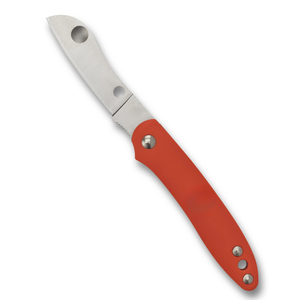 Couteaux pliants à manche rouge orangé avec lame incurvée en acier inoxydable, trou d'ouverture au pouce, prise en main légère et pratique pour l'extérieur - Product Image 3