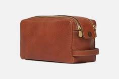 Leather Cosmetic <b>Bag</b> Medium Capacity Zipper Closure Classic Style Soft Handle Portable Toiletry Case - Product Image 3