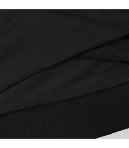 <b>Men's</b> Black Hooded Sweatshirt With White Print Casual Long Sleeve <b>Pullover</b> Regular Fit Cotton French Terry - Product Image 5