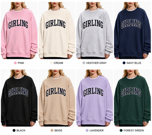 Girling <b>Women's</b> Oversized Crew Neck Sweatshirt <b>Yellow</b> Letter Print Regular Fit Autumn Knitted Cotton Long Sleeve <b>Top</b> - Product Image 4