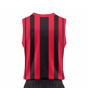 Ensemble d'uniformes de handball sublimés personnalisés pour hommes, maillot sans manches et short, kit de handball d'équipe respirant, rayé rouge et noir, logo OEM - Product Image 6