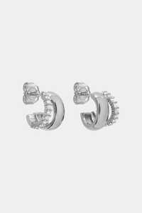 Diamond Double Band <b>Hoop</b> <b>Earring</b> Custom 14K 18K <b>Solid</b> Gold Push Back Prong Set Luxury Fine Jewelry Cut Lab Grown Chunky Huggies - Product Image 4