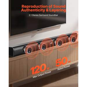 Barre de son intelligente 2.1 canaux 35 pouces compacte pour système audio domestique Bluetooth AUX 120W Son surround avec caisson de basses intégré - Product Image 2