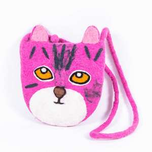 Sac à main en laine mélangée feutre et laine, motif visage de chat, 1 kg - Product Image 4