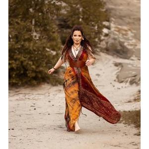 High Demand Boho Cotton Maxi Dress V Neck Sleeveless Regular Fit Asymmetric Hem Solid Printed <b>Wrap</b> Tie Eco-Friendly Summer <b>Beach</b> - Product Image 3