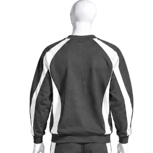Sweat-shirt à col rond pour homme en tissu charbon, manches longues, détails contrastants, pull athlétique, décontracté, pour l'entraînement et le sport - Product Image 2