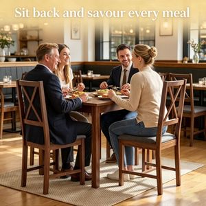 "Farmhouse Solid Wood <b>Dining</b> <b>Chairs</b> (4 Pcs)-Living Room & Bar Furniture" - Product Image 5