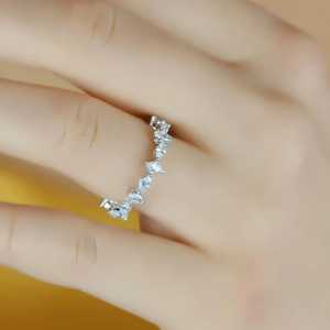 Moissanite Marquise Cut Full Eternity Wedding Band <b>Ring</b> For Unisex Original 925 Silver Fine Wedding Party Gift For Partner - Product Image 5