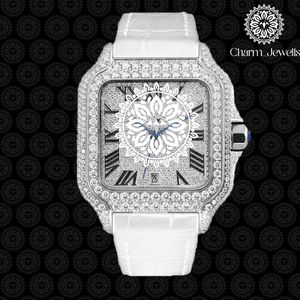Reloj de Cristal de Lujo para Mujer Charm Jewells, Analógico de Cuarzo, Esfera Cuadrada en Oro Amarillo de 38 mm, Estilo Joyería de Moda - Product Image 1