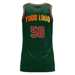 Maillot de basket-ball personnalisé pour femmes, vert foncé à rayures fines, uniforme d'entraînement d'équipe, maillot de sport sans manches en maille respirante - Product Image 2