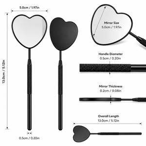Espejo de Mano con Forma de Corazón, Espejo de Maquillaje con Mango Negro, Espejo Compacto Portátil - Product Image 4