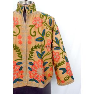 A2ZCraftBazar Elegant Embroidered Cotrise <b>Jacket</b> Women Eco-Friendly Quick Dry Breathable Cotton Lining Full Sleeve All Seasons - Product Image 3