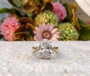 Bijoux Lurba, bijoux fins de luxe, or jaune 9 carats, certificat IGI, diamant cultivé en laboratoire, taille ovale, 1 carat, bague de fiançailles solitaire - Product Image 6