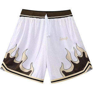 Shorts en maille à motif flamme pour homme, respirants, légers, taille élastique, pour l'été, la plage, la gym et l'entraînement - Product Image 2