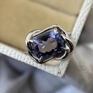 Anillo de lujo con zafiro azul, corte cojín, nudo infinito, regalo precioso para propuesta de compromiso para ella - Product Image 6