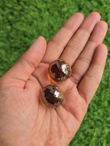 โมอิสซาไนต์ทรงกลมเหลี่ยมเพชรพลอยสีเหลืองแชมเปญ 2 ชิ้น สำหรับทำเครื่องประดับแฮนด์เมด - Product Image 3