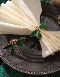 Golden Dragonfly Napkin <b>Rings</b> Zinc Alloy Modern Design Durable Party Table Decor 4.5cm Width - Product Image 3