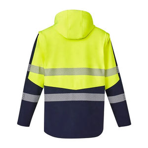 Veste de travail réfléchissante à haute visibilité, imperméable, coupe-vent, légère, en polyester, avec bandes réfléchissantes pour la visibilité nocturne - Product Image 3