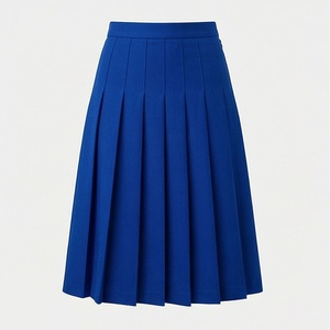 Women's Royal Blue <b>Pleated</b> Knee-Length <b>Skirt</b> Regular Waist Woven Polyester Anti-Wrinkle Solid Design All Seasons Style - Product Image 1