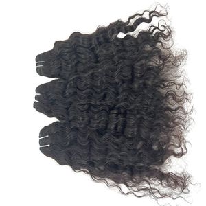 Virgin Remy Indian Hair Weave Bundles Natural Black <b>Deep</b> <b>Wave</b> French Lace Human Hair Extensions 3 Pieces - Product Image 2