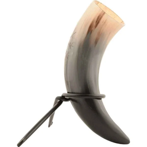 Viking-inspired Handmade Eco-Friendly Buffalo Horn Beer Glass Iron <b>Stand</b> for Wine Mead Ale <b>Drinking</b> Horn - Product Image 4