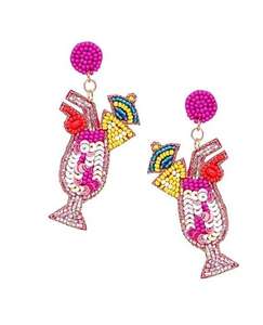 Pendientes colgantes artesanales de cuentas multicolor bordadas a mano de la India, joyería de moda para mujeres y niñas, artesanía de bordado. - Product Image 1