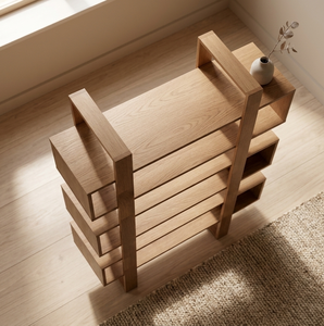 Estante de Exhibición Multifuncional de Madera de Teca Sólida y Duradera Roca, Acabado Natural, Mueble Moderno Minimalista para Almacenamiento en el Hogar, Sala de Estar - Product Image 5