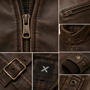 Veste en cuir marron pour homme, style urbain et rétro, manches longues, coupe-vent, style automne, vêtements de moto, adulte, fabriqué au Pakistan, Sialkot, OEM - Product Image 4