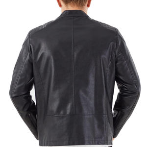 <b>SMART</b> SHINE ENTERPRISES <b>Men</b> Genuine Leather <b>Jacket</b> Vintage Western Style Casual Zip Front Stand Collar Breathable Quick Dry - Product Image 3