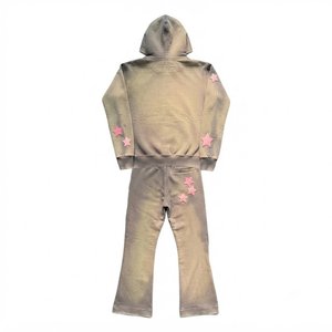 New Custom <b>Men's</b> <b>Tie</b> Dye Hooded Tracksuit Set Full Sleeve Gradient Color <b>Pink</b> Stars Casual Joggers With Side Pockets Spring Wear - Product Image 3