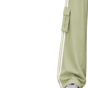 Pantalon cargo ample vert sauge pour femme, taille haute, avec cordon de serrage, coupe décontractée, rayures latérales, style streetwear, personnalisable OEM - Product Image 3