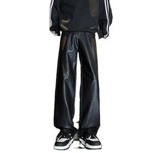 กางเกงหนัง8XL ขนาดใหญ่พิเศษสำหรับผู้ชายกางเกงหนังพียูสำหรับผู้หญิงกางเกงขากว้างทรงหลวมใส่สบายและนุ่ม - Product Image 1