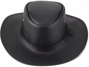 Chapeau de cowboy à bord plat en feutre de laine, style western rancher, avec couronne télescopique et large bord plat - Product Image 2