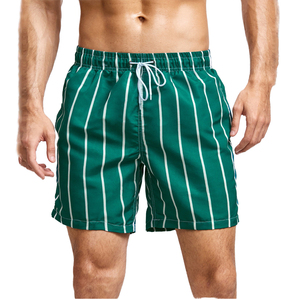 Top Selling Men's <b>Black</b> Striped Board Shorts For Men Lightweight <b>Fabric</b> Elastic Waist Drawstring Short Length Men's Swim Shorts - Product Image 6