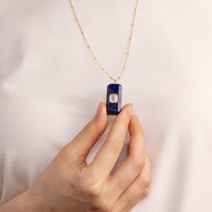 Pendentif Breloque Vintage en Argent 925 Plaqué Or Multi-couche avec Perles en Pierre Naturelle Lapis Lazuli et Pierre de Lune Véritable - Product Image 6